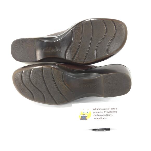 Clarks Bendables Leather Casual Mule Slide Flat Shoe Womens Size 8.5 60614 Brown - Picture 9 of 9